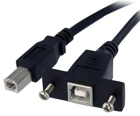StarTech USB 2.0 kábel s montážou na panel čierna / Kábel / USB B samec-samica / 91 cm / 480 Mbit/s