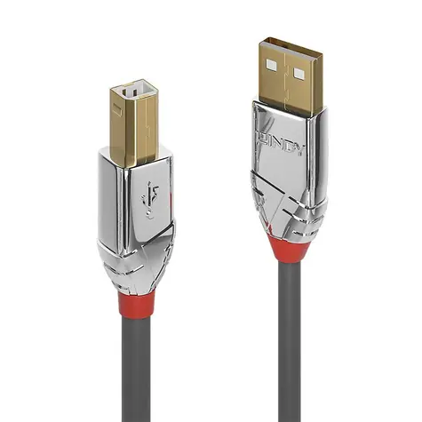 Lindy USB 2.0 Cromo Line sivá / Kábel USB / USB A - USB B / 3 m / 480 Mbit/s