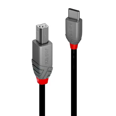 Lindy Anthra Line USB-C - USB-B 3 m čierna / Kábel USB / USB 2.0 / 480 Mbit/s