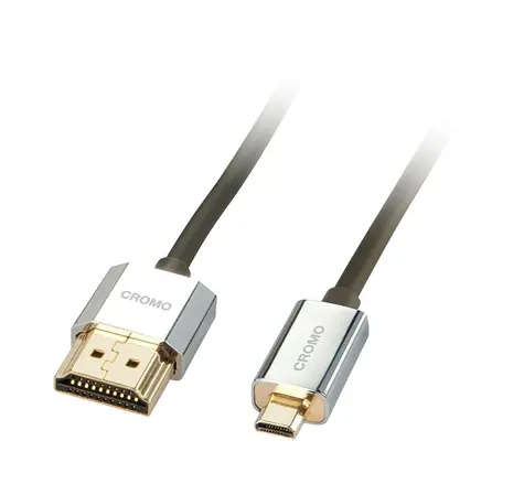 Lindy CROMO Slim čierna / HDMI kábel / High Speed / 0,5 m / HDMI-A na Micro HDMI / Ethernet