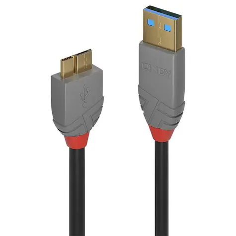 Lindy Anthra Line čierna / Kábel USB / USB-A - Micro-USB B / 2 m / 5 Gbit/s