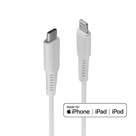 Lindy USB-C na Lightning biela / Kábel / 3 m / 480 Mbit/s / MFi certifikácia