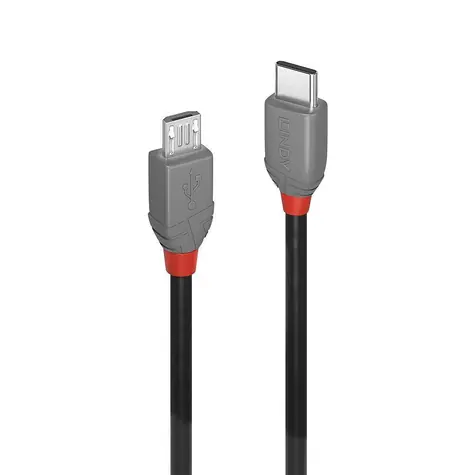 Lindy Anthra Line USB-C - Micro-USB B 2m čierna / Kábel USB / USB 2.0 / M/M / 480 Mbit/s