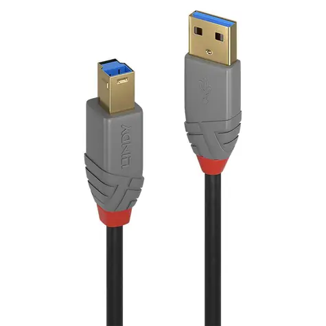 Lindy Anthra Line USB-A - USB-B 2 m čierna / Kábel USB / USB 3.2 Gen 1 / 5 Gbit/s