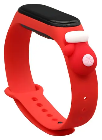 Hurtel Vianočný remienok s rukavičkou pre XIAOMI Mi Band 5/6 červená / Remienok / Silikónový / Vianočný motív