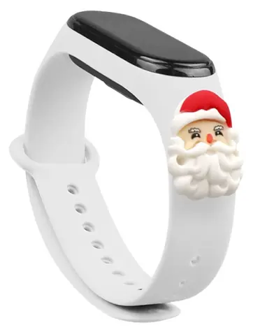 Hurtel Vianočný remienok so Santa Clausom pre XIAOMI Mi Band 3/4 biela / Remienok / Silikónový / Vianočný motív