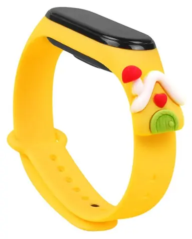 Hurtel Strap Xmas žltá / Remienok / XIAOMI Mi Band 5/6 / s domčekom