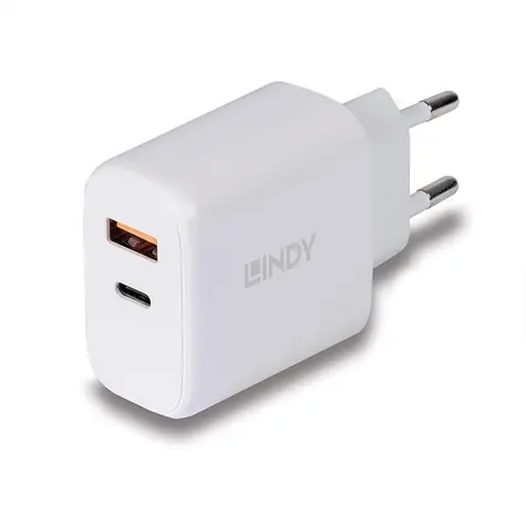 Lindy 73424 30W biela / Nabíjačka / USB-C + USB-A / PD 3.0