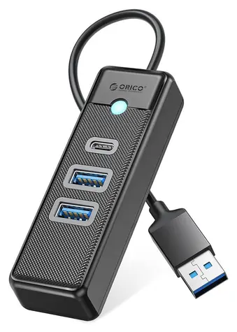 Orico PWC2U-U3 čierna / USB hub / 2x USB-A 3.0 / 1x USB-C 3.0 / kábel 0,15 m