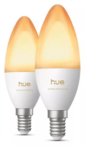 Philips Hue LED žiarovka E14 3,7W biela / Múdra LED žiarovka / B39 sviečka / stmievateľná / 2 ks