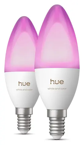 Philips Hue LED žiarovka E14 3,7 W RGBW B39 2 ks / Múdra LED žiarovka / Bluetooth/Zigbee / stmievateľná