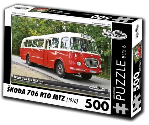 RETRO-AUTA Puzzle BUS č.6 Škoda 706 RTO MTZ (1970) / 500 dielikov / 48 × 36 cm