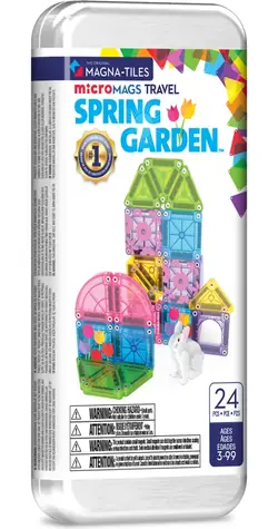 MAGNA-TILES Magnetická stavebnica microMAGS Jarná záhrada / Cestovná súprava / 24 dielikov