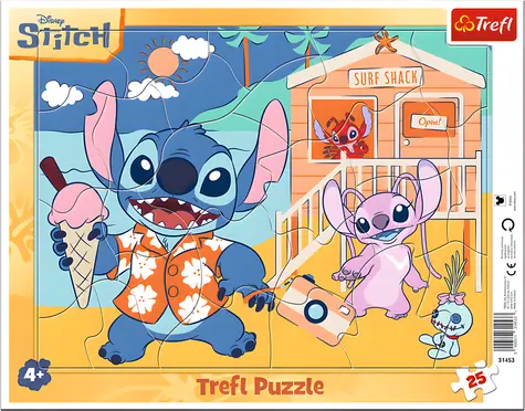 Trefl Puzzle Veselý Stitch / 25 dielikov / nepravidelný tvar / 31,5 x 23,5 cm