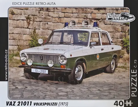 RETRO-AUTA Puzzle č.73 VAZ 21011 Volkspolizei (1975) / 40 dielikov / 32 × 24 cm