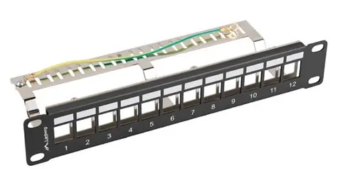 Lanberg Patch panel pre Keystone čierny / Patch panel / 12 portov / FTP / 1U / 10" / neosadený