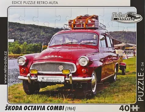 RETRO-AUTA Puzzle Škoda Octavie Combi (1964) / 40 dielikov / č.34 / 32 x 24 cm