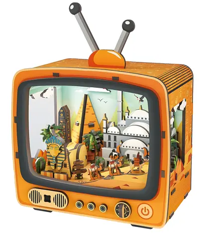 2KIDS TOYS 3D drevená skladačka Retro TV Pyramídy / 89 dielikov / od 12 rokov / LED osvetlenie