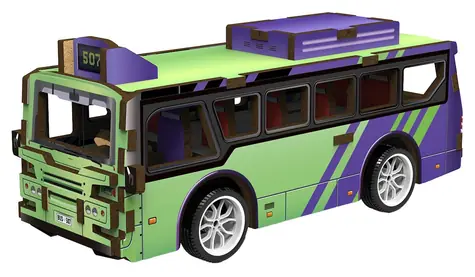 2KIDS TOYS 3D drevená skladačka Autobus / Na natiahnutie / 6+ rokov