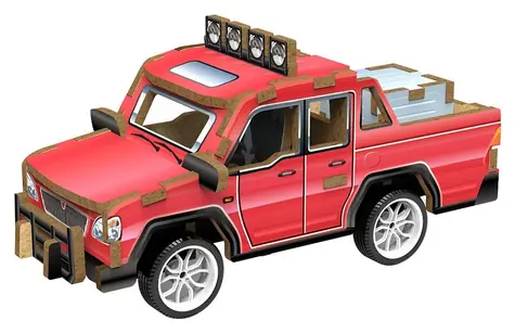 2KIDS TOYS 3D drevená skladačka Pick UP auto červená / Drevo / od 6 rokov