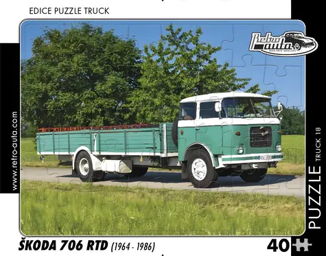 RETRO-AUTA Puzzle TRUCK č.18 Škoda 706 RTD / 1964-1986 / 40 dielikov / 32 × 24 cm