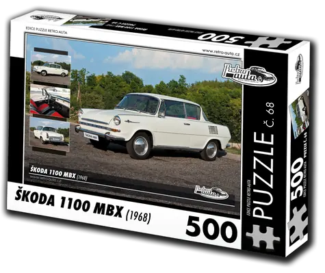 RETRO-AUTA Puzzle č. 68 Škoda 1100 MBX (1968) / 500 dielikov / 48 × 36 cm