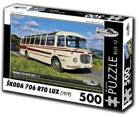 RETRO-AUTA Puzzle BUS č.12 Škoda 706 RTO LUX (1979) / 500 dielikov / 48 × 36 cm