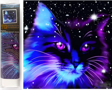 Norimpex Diamantové maľovanie 7D Hviezdne mačiatko / 30x30 cm