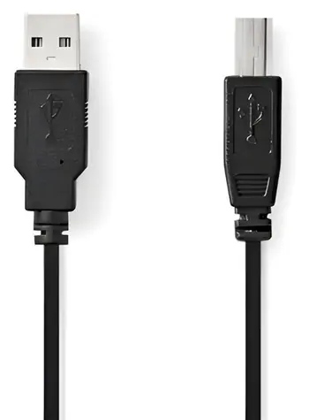 Nedis USB 2.0 kábel USB-A - USB-B čierna 0,5 m / Kábel USB / 480 Mbps / 10 W / Poniklovaný