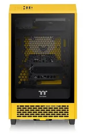 Thermaltake The Tower 200 tmavo žltá / Skriňa / Mini-ITX / 1x USB-C 3.2 / 2x USB-A / bez zdroja / priehľadná bočnica