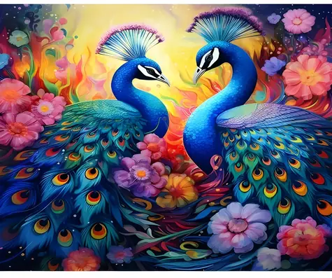 Norimpex Diamantové maľovanie Pávie schôdzka / 30x40 cm