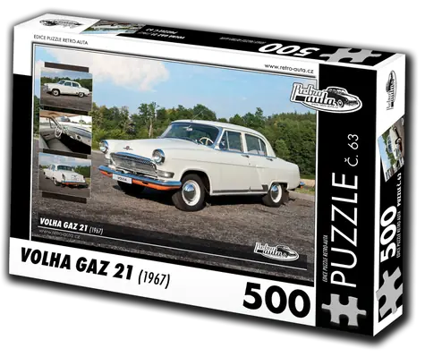 RETRO-AUTA Puzzle č. 63 Volga GAZ 21 (1967) / 500 dielikov / 48 × 36 cm