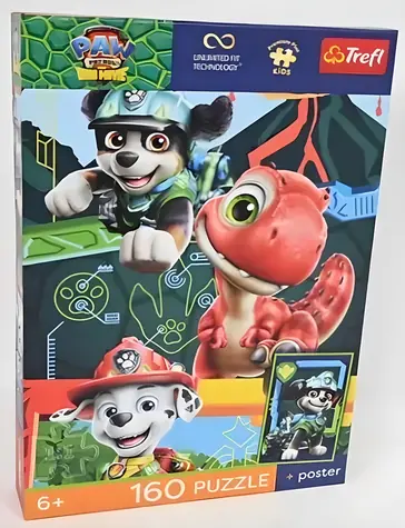 Trefl Puzzle Premium PLUS Kids Tlapková patrola: Dinosaurie dobrodružstvo / 160 dielikov