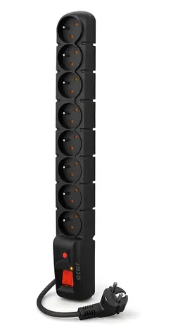 Acar S8 PRO 1,5m kábel čierna / Prepäťová ochrana / 8 zásuviek / 10 A