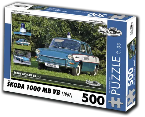 RETRO-AUTA Puzzle č. 33 Škoda 1000 MB VB (1967) / 500 dielikov / 48 × 36 cm