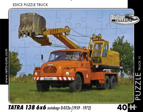 RETRO-AUTA Puzzle TRUCK č.11 Tatra 138 6x6 autobager (1959-1972) / 40 dielikov / 32 x 24 cm