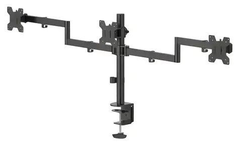 HAMA stolný držiak pre 3 monitory čierna / Stolný držiak pre monitor / do 27" / nosnosť 7 kg / VESA 75-100 mm / 2 ramená