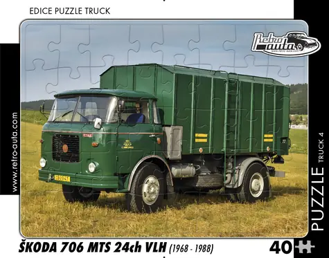 RETRO-AUTA Puzzle TRUCK č.4 Škoda 706 MTS 24ch VLH (1968-1988) / 40 dielikov / 32 × 24 cm