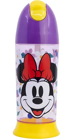 STOR Fľaša na pitie Minnie Mouse 280 ml / Bezpečnostná zátka / Slamka / Bez bisfenolu a ftalátov