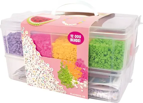 PLAYBOX Zažehľovacie korálky v plastovom kufríku / 12000 ks / doštička a predlohy