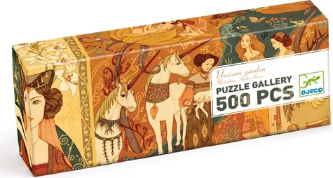 DJECO Puzzle Záhrada jednorožcov / 500 dielikov / panoramatické / rozmer 97 × 33 cm