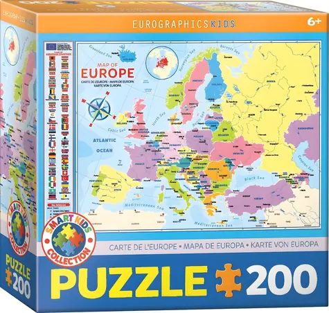 EUROGRAPHICS Puzzle Mapa Európy / 200 dielikov / od 6 rokov / 48,3 x 33 cm