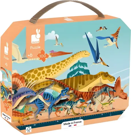 JANOD Panoramatické puzzle v kufríku Dinosaury / 100 dielikov / 100 x 20 cm