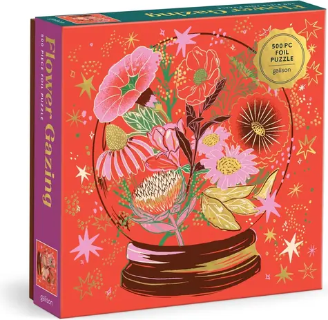 Galison Metalické štvorcové puzzle Kvetinová terapia / 500 dielikov