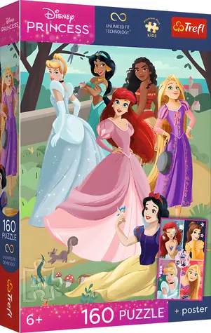 Trefl Puzzle Premium PLUS Kids Disney princeznej: Očarujúce večierok / 160 dielikov / 41 x 27,5 cm