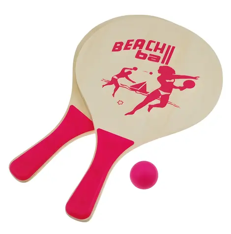 Sportteam Plážový tenis set ružový / 2x raketa / loptička / MDF / 38 x 24 cm