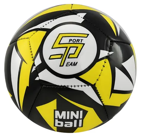 Sportteam Futbalová lopta miniball čierno-neónovo žltá / Lopta / veľ. 1 / 12 panelov / dvojvrstvová / 120-140 g