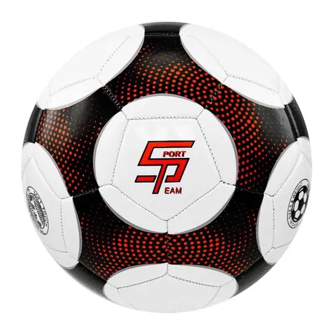 Sportteam Futbalová lopta S2 čierno-červená / vel. 5 / PVC trojvrstvová / Strojovo šitá