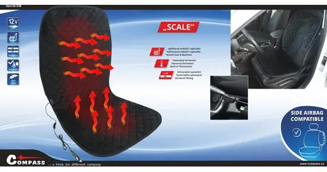 Compass SCALE / Vyhrievaný poťah sedadla / s termostatom / 12 V / čierna