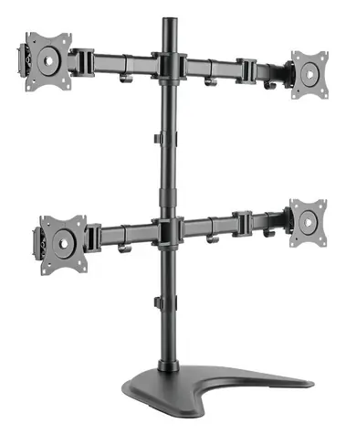 Digitus stolný držiak 4 monitorov čierna / Držiak monitora / VESA 75x75 a 100x100 mm / náklon 45 ° / otočenie 90 °
